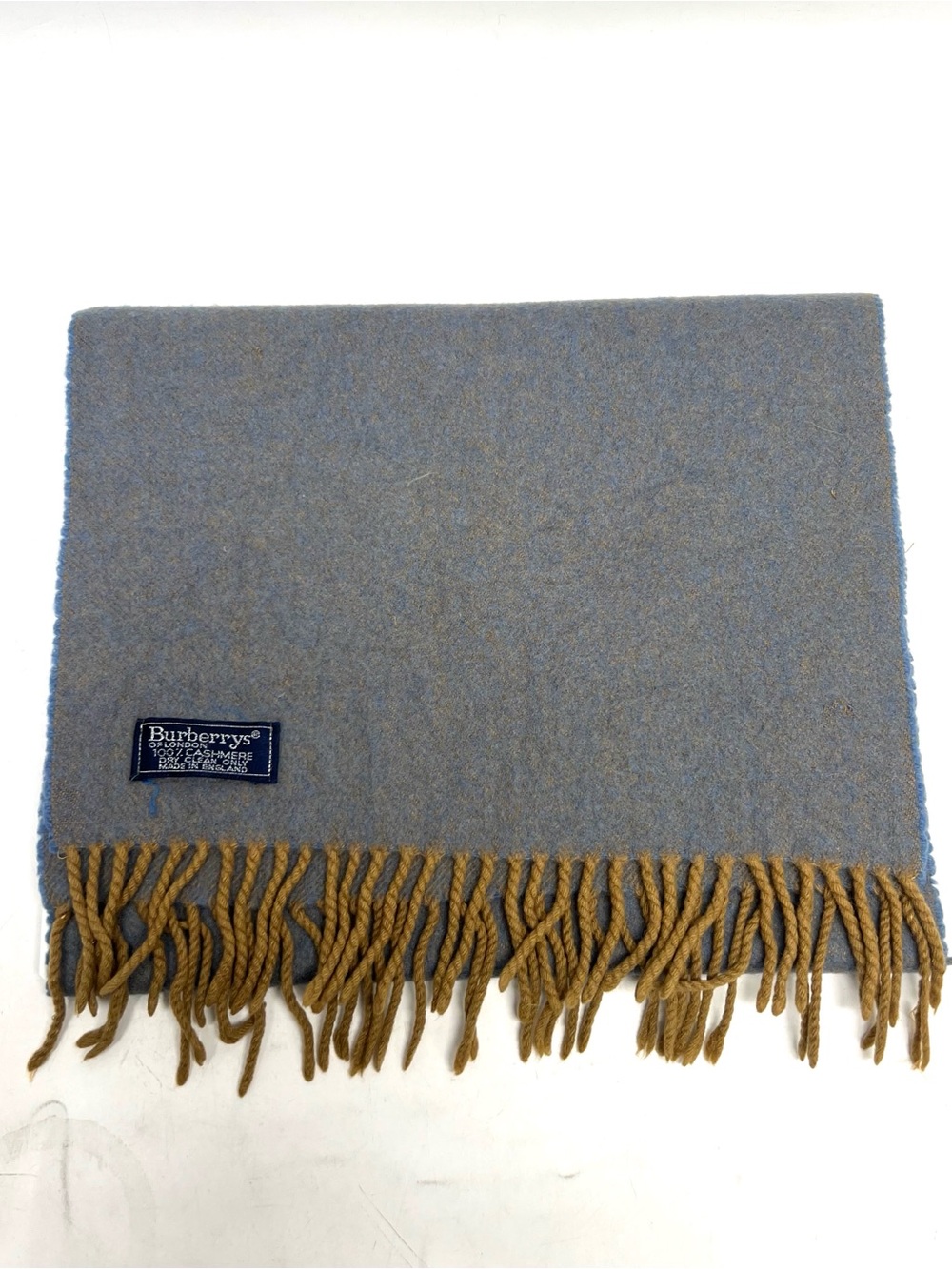 Burberry Blue and Tan Cashmere Scarf